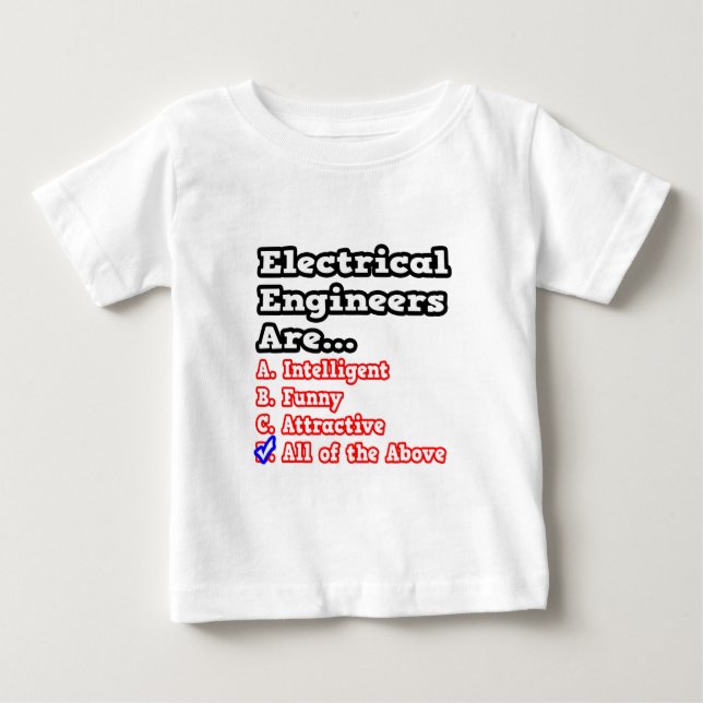 Camiseta Para Bebê Teste do Engenheiro elétrico...Piada (Frente)