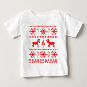 Camiseta Para Bebê Teste padrão festivo da camisola do Natal