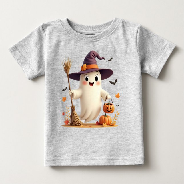 Camiseta Para Bebê Testemunha Bonita Fantasma Halloween Toddler T-Shi (Frente)