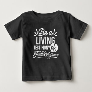 Camiseta Para Bebê Testemunho de Vida Espiritual Citação de Fé e Graç