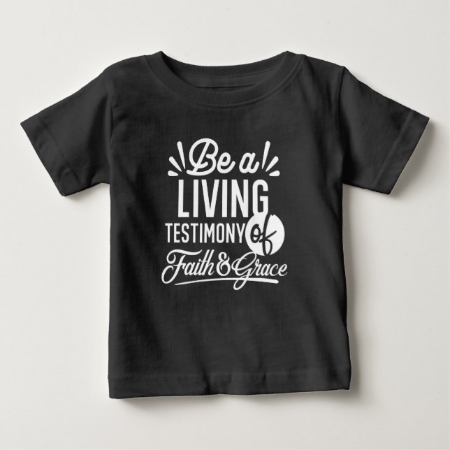 Camiseta Para Bebê Testemunho de Vida Espiritual Citação de Fé e Graç (Frente)