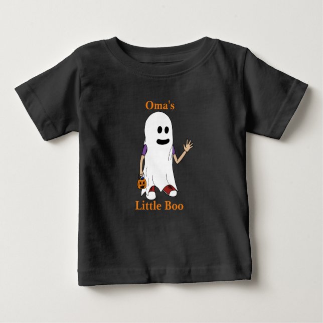 Camiseta Para Bebê Teta's Little Boo Boy Trick ou Treater Baby T-Shir (Frente)