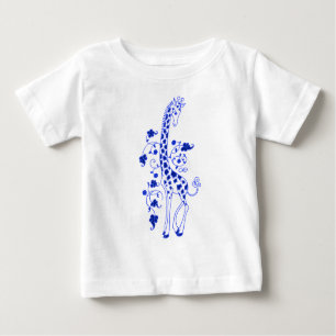 Camiseta Para Bebê Teto de Girafa Elegante para Crianças ~Azul