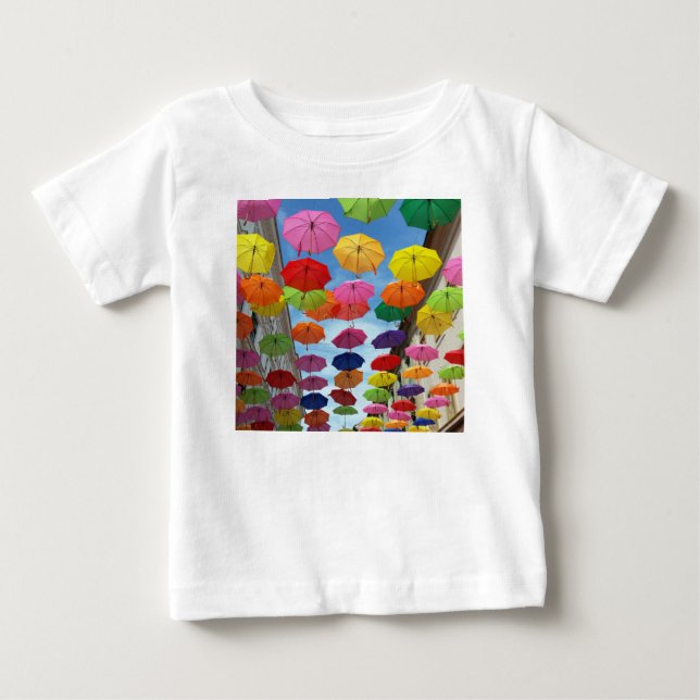 Camiseta Para Bebê Teto de guarda-chuvas (Frente)