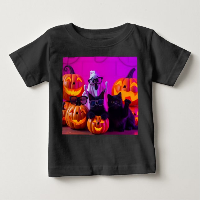 Camiseta Para Bebê Teto de Halloween do Bebê - Fantasma Engraçado (Frente)