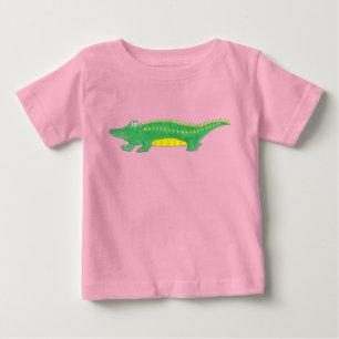 Camiseta Para Bebê Teto Gator de Alligador Verde e Amarelo
