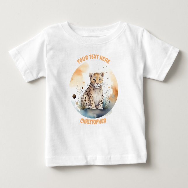 Camiseta Para Bebê Teto-Leopardo Personalizado (Frente)