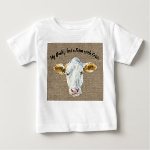 Camiseta Para Bebê Teto para o Menino com Rosto de Vaca