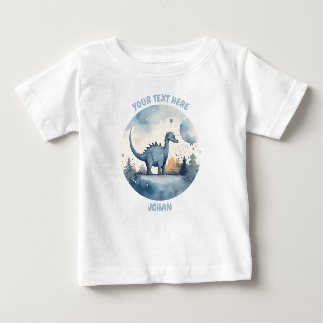 Camiseta Para Bebê Teto Personalizado De Dinossauro Para Bebês (Frente)