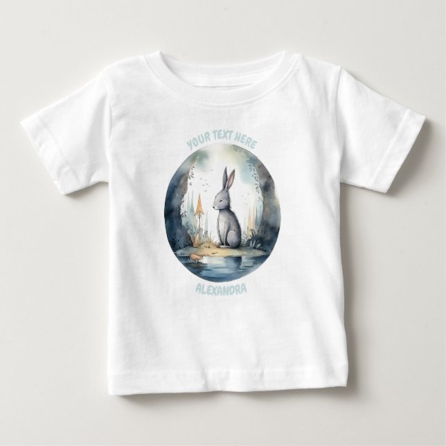 Camiseta Para Bebê Teto Personalizado Do Coelho Bebê (Frente)