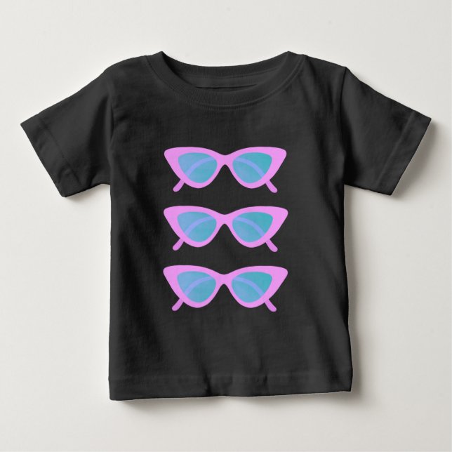 Camiseta Para Bebê Teto 'Sunnies Rosa' Impresso (Frente)