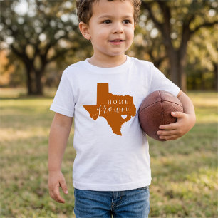 Camiseta Para Bebê Texas Caseiro Laranja Queimada e Branco