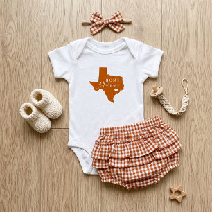 Camiseta Para Bebê Texas Caseiro Laranja Queimada e Branco