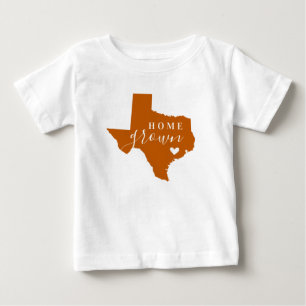 Camiseta Para Bebê Texas Caseiro Laranja Queimada e Branco