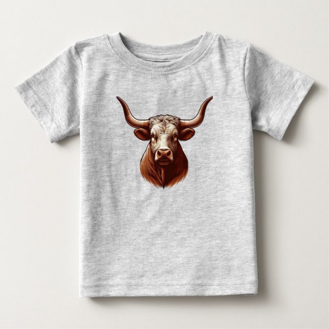 Camiseta Para Bebê Texas Longhorn (Frente)
