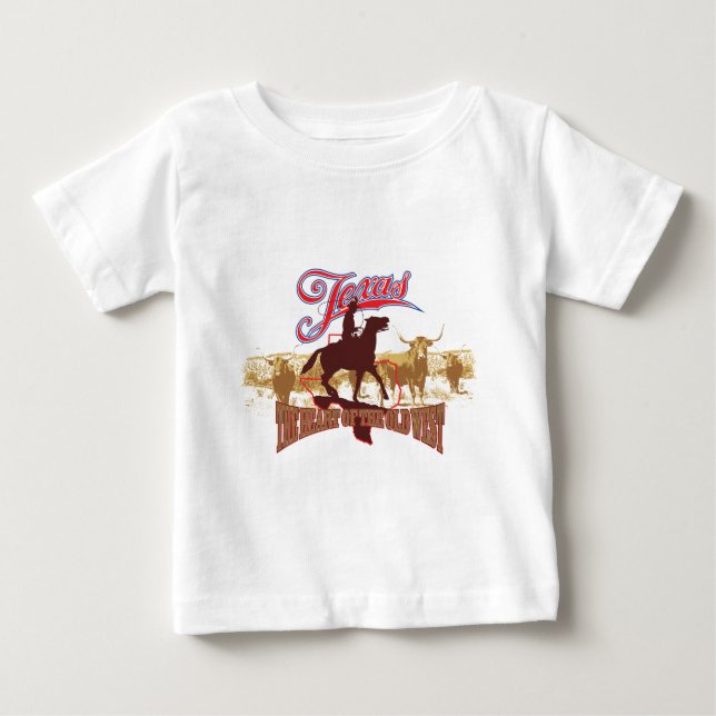Camiseta Para Bebê Texas - O Coração do Oeste (Frente)