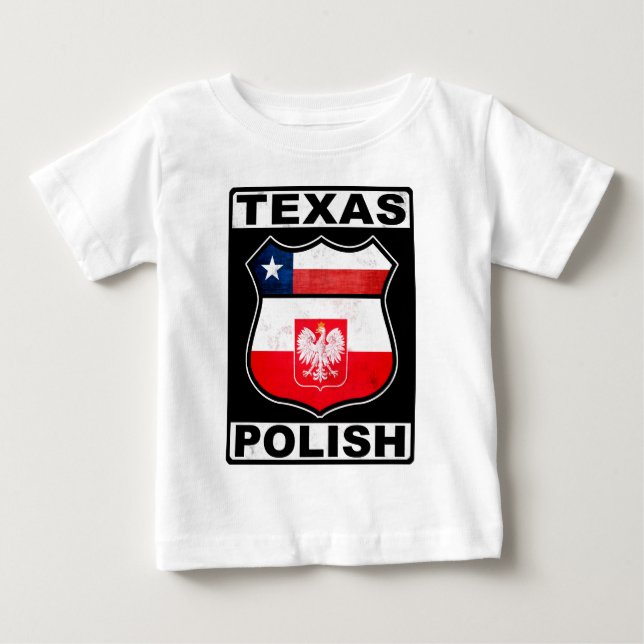 Camiseta Para Bebê Texas Polonês Americano (Frente)