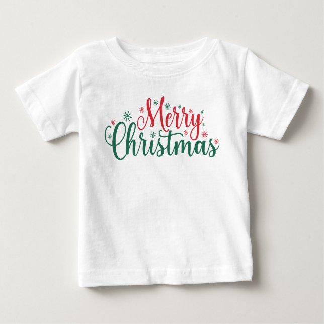 Camiseta Para Bebê Texto de natal feliz (Frente)