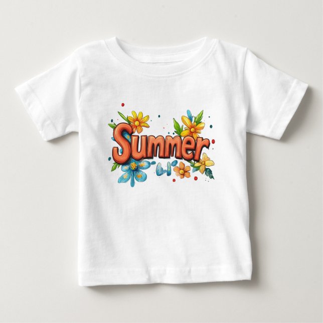 Camiseta Para Bebê Texto do 3d Verão (Frente)
