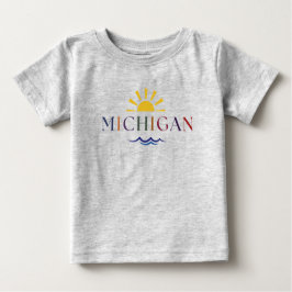 Camiseta Para Bebê Texto do Arco-Íris do garoto: Tee do Michigan
