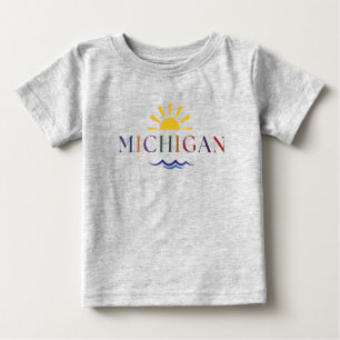 Camiseta Para Bebê Texto do Arco-Íris do garoto: Tee do Michigan