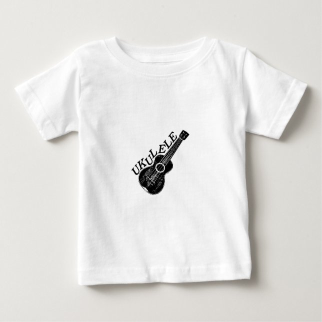 Camiseta Para Bebê Texto E Imagem Do Ukulele (Frente)