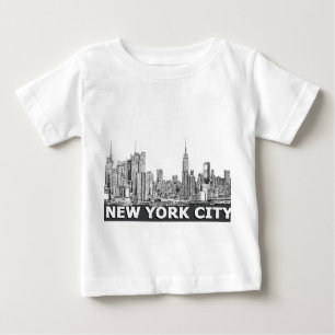 Camiseta Para Bebê Texto monocromático da skyline de NYC