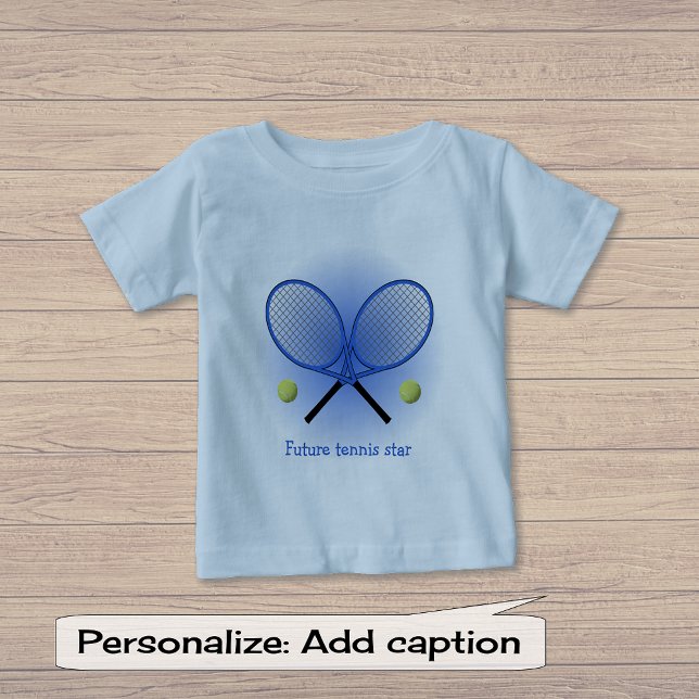 Camiseta Para Bebê Texto ou nome de adição de tênis azul (Criador carregado)