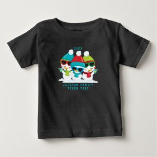 Camiseta Para Bebê Texto Personalizado da Família Winter de Natal par