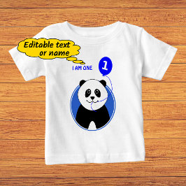 Camiseta Para Bebê Texto personalizado de panda fofo de primeiro aniv