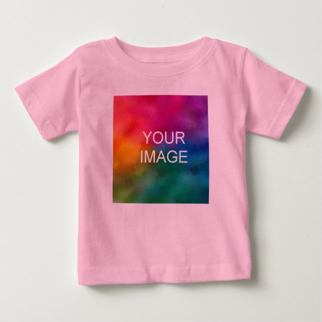 Camiseta Para Bebê Texto Personalizado Foto Rosa Fine Jersey Alta Qua (Frente)