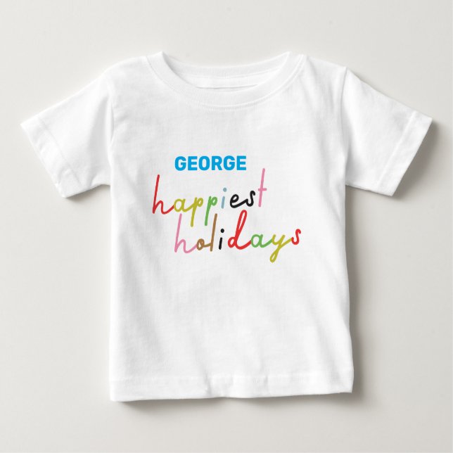 Camiseta Para Bebê texto personalizado retrorando feriados mais feliz (Frente)