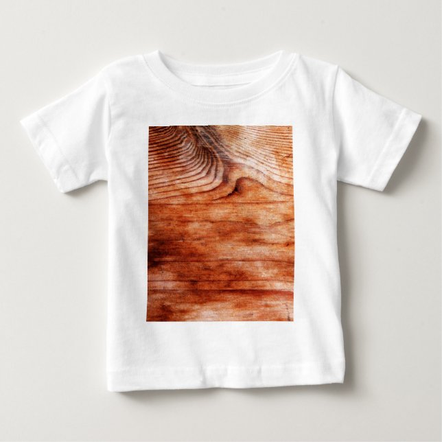 Camiseta Para Bebê Textura de Grão de Madeira (Frente)