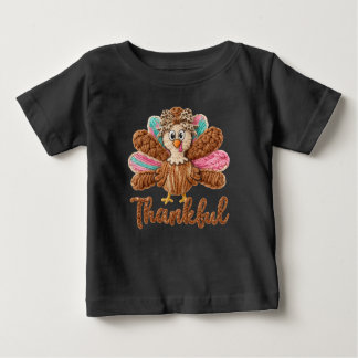 Camiseta Para Bebê Thankful Turkey Design – Latch Hook Yarn Crochet S