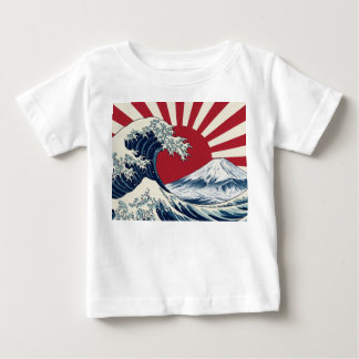 Camiseta Para Bebê The Great Wave off Kanagawa & rising sun flag