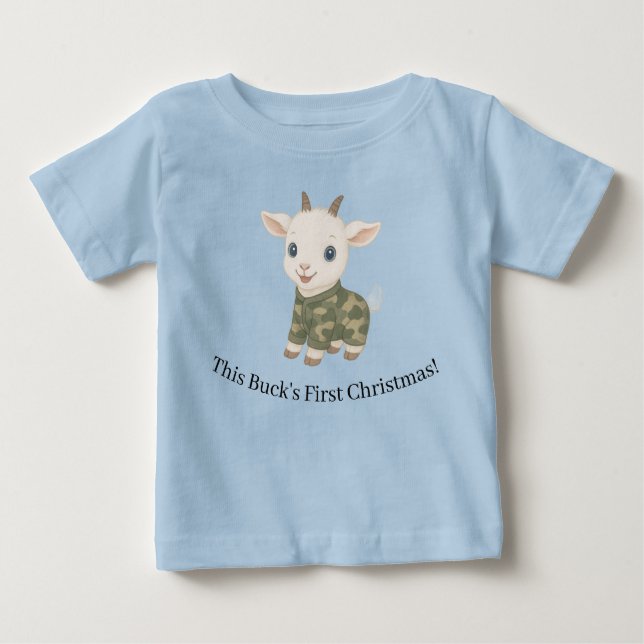 Camiseta Para Bebê This Buck's First Christmas Toddler T-Shirt (Frente)