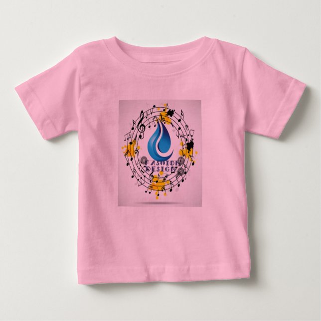 Camiseta Para Bebê Threads de Harmonia: Tee de Notas Melódicas (Frente)