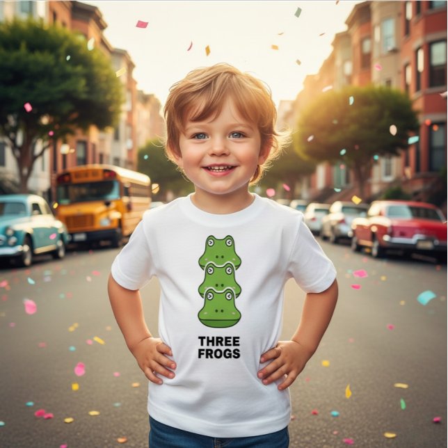 Camiseta Para Bebê Three Frogs Stack Funny Toddler T-Shirt (Criador carregado)