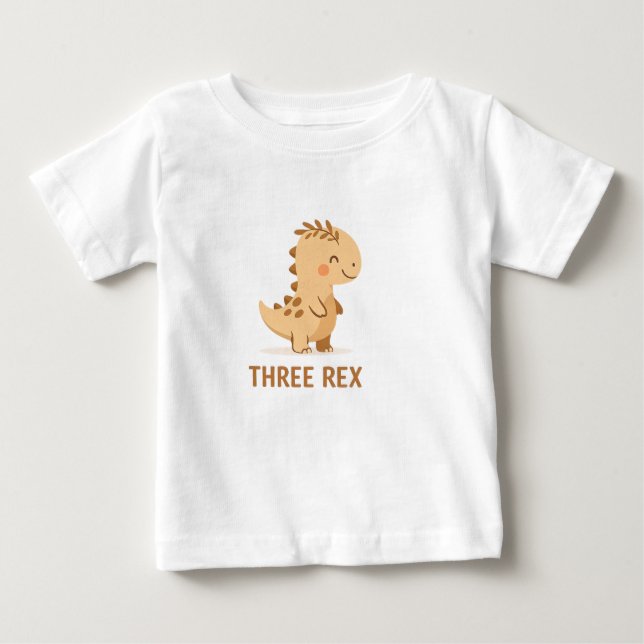 Camiseta Para Bebê Three T-Rex Coffee Lovers – Cute Dinosaur Café Ill (Frente)