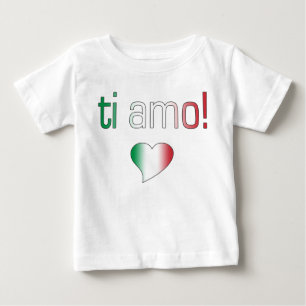 Camiseta Para Bebê Ti Amo! Cores da bandeira de Italia
