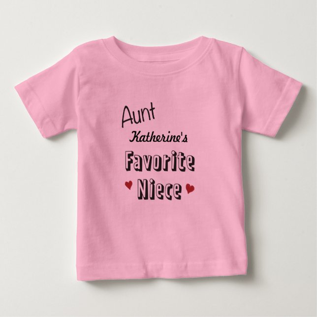 Camiseta Para Bebê Tia Favorito Sobrinha Bebê T-shirt personalizado (Frente)