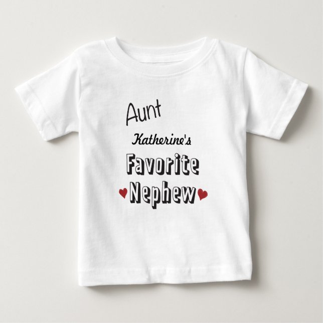 Camiseta Para Bebê Tia Favorito Sobrinho Bebê T-shirt personalizado (Frente)