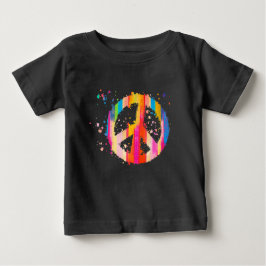 Camiseta Para Bebê Tie-Dye Sinal de Paz Hippie Bohemian - Símbolo do