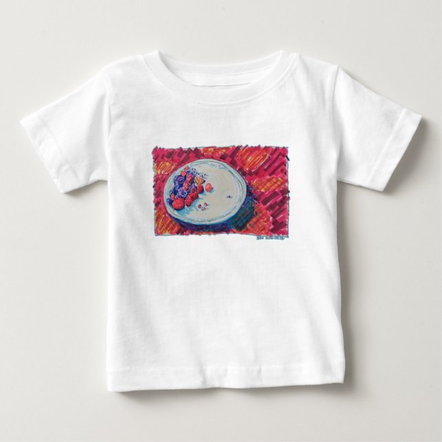 Camiseta Para Bebê Tigela de Frutas Vermelhas (Frente)