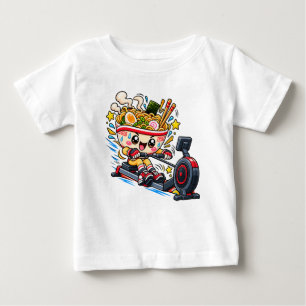 Camiseta Para Bebê Tigela de Ramen Fofo Máquina de Remar Cartoon Fitn