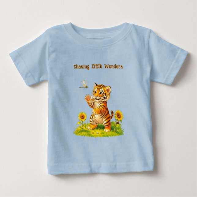 Camiseta Para Bebê Tiger and Dragonfly (Frente)