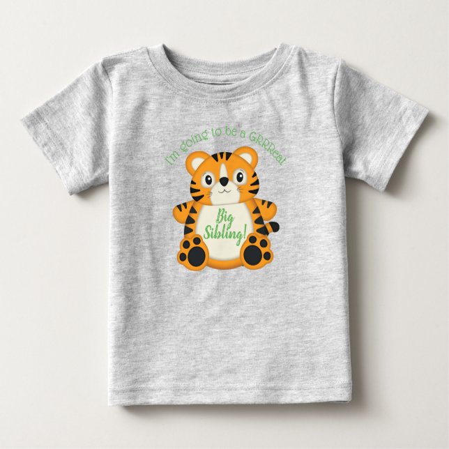 Camiseta Para Bebê Tiger Chá de fraldas Safari (Frente)