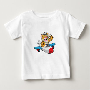 Camiseta Para Bebê Tiger como piloto no avião