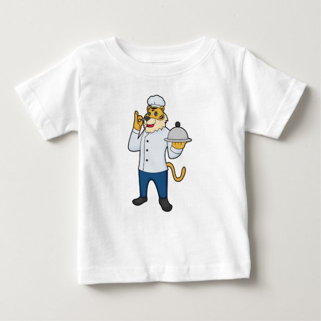 Camiseta Para Bebê Tiger Cook Chef Chapéu (Frente)