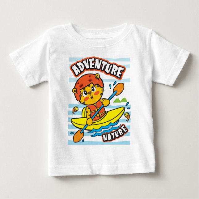 Camiseta Para Bebê Tiger kayaking (Frente)